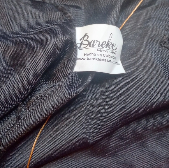 Bareke crochet rainbow scarf strap black tote bag - Picture 5 of 6